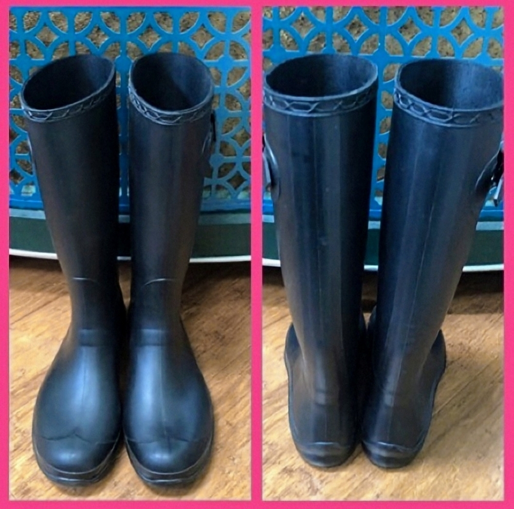 Kamik Olivia Boot Black Womens Size 8 Full Length Rainboots Buckle Side Durable